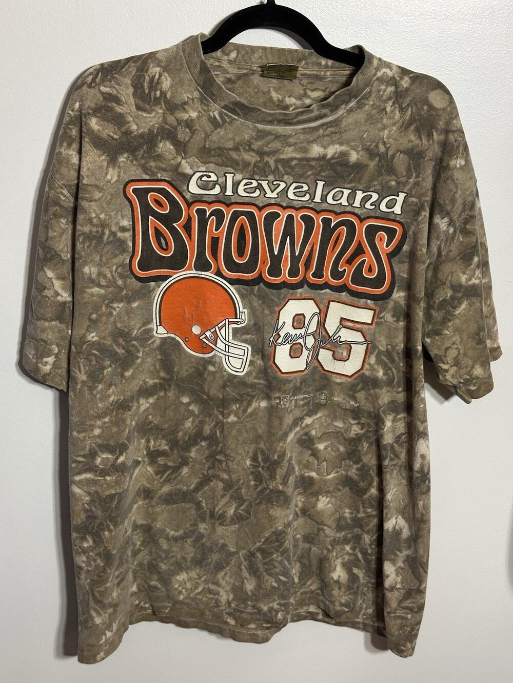Vintage Cleveland Browns T-shirt XL #85 Tie Dye Distressed 2000 Kevin Johnson
